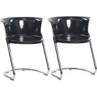 Beliani Esszimmerstühle 2er Set Schwarz aus Kunststoff mit Metallbeinen Geschwungene Rückenlehne Modernes Design für Esszimmer Küche