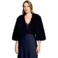 Vera Mont Fellimitatjacke "Kunstfell-Jacke mit Rundhalsausschnitt", Damen, Gr. 42, blau (night sky), Obermaterial: 100% Polyester PES., Jacken Fellimitatjacke