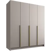 Mirjan 24 Kleiderschrank Santi I, Schlafzimmer, Drehtürenschrank, mit Kleiderstange, Modern, Garderobenschrank, Metallgriffe (Farbe: Cashmere / Cashmere + Gold)