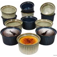 MamboCat 12er Set Chef Soufflé Schälchen 160ml Ø9,5cm Mint Blau Steingut Mini-Backform