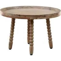Wohnling Couchtisch Akazie Massivholz 60cm Rund Design Wohnzimmertisch Sofatisch Holz Kaffeetisch dekorative Beine Beistelltisch Massiv Handmade