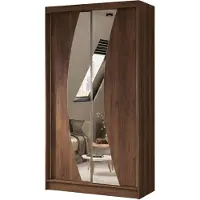 MargaretHadas24 120 cm Kleiderschrank Vex mit Spiegel inklusive 2 Schiebetüren Schwebetürenschrank (Farbe: Nuss Warmia)