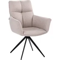 Beliani Esszimmerstuhl Beige Stoff Gepolstert Gesteppt Schwarze Metallbeine Drehbar Gepolstert Moderner Stil Drehstühle Polsterstühle Esszimmer