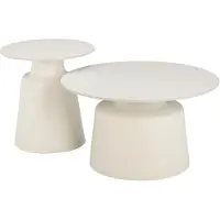 Home24 Couchtisch - 2er-Set - Keramik / Metall - Cremeweiß