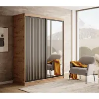 Fun-Möbel Schiebetürenschrank Schrank FABO in Artisan Eiche- Schwarz matt 160x205x60 cm