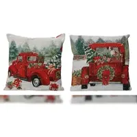 Christmas Decoration Dekokissen 43x43cm Polyester mit Pickup Auto Weihnachtsmotiv1 Stück Sortiert Sofakissen Zierkissen Wohnkissen Winterdeko Weihnachten Bunt
