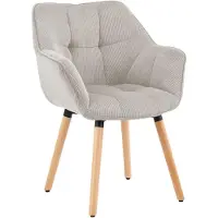 CLP Esszimmerstuhl Milford Cordbezug mit Rückenlehne und Armlehnen gepolstert creme Material Cord