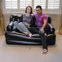 Markenlos Pavillo 5-in-1 Doppelbett Luftmatratze, PVC, 188 x 152 x 64 cm, Schwarz