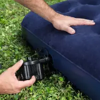 Markenlos Luftbett für Doppelbett, beflockt, aus Kunststoff und Polyester, Blau