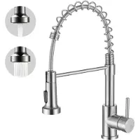 Aica Sanitär GmbH AICA Edelstahl Wasserhahn ausziehbar 360° schwenkbar 2 Strahlarten Einhebelmischer