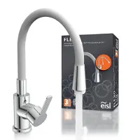 Eisl Spültischarmatur "Flexo", grau (hellgrau, chrom), B:5,3cm H:34,5cm T:24,5cm, Edelstahl, Armaturen, Spültischarmatur, Küchenarmatur, rund, Cold-Start, 360 schwenkbar, Marken-Mischdüse