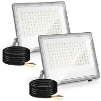 Vigevee LED Strahler Außen 100W, IP65 LED Flutlicht Aluminium für Außenbereich & Industrie, Kaltweiß 6000K, 2er Set
