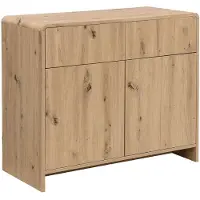 Wohnling Sideboard Eiche Nachbildung 88cm - Kommode mit 2 Türen und 2 Schubladen Flurschrank Wohnzimmerschrank Grifflos Push to Open Anrichte Standschrank