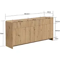 Wohnling Sideboard Eiche Nachbildung 155cm Kommode mit 3 Türen und 3 Schubladen Design Anrichte Grifflos Push to Open Modern
