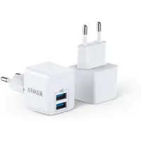 Anker 12W Mini Duales Ladegerät 2 Pack, Extrem kompaktes USB Wandladegerät, 2,5A Leistung für iPhone 16/15 Serie, iPad Pro/Air 2/Mini 4, Galaxy S24/S23 Serie, und viele mehr