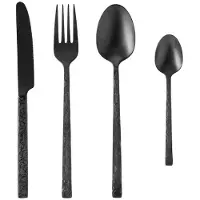 WAS Germany 48 tlg. Besteckset SLATE, mit schwarzer PVD Beschichtung, Oberfläche in Schiefer-Optik, Chromnickelstahl 18/10
