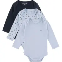 Tommy Hilfiger Bodys l/ä - 3er-Pack - Sky Blue Streifen - - 74 - Body L/Ä