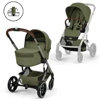 Cybex BALIOS S Lux Kombikinderwagen mit Falt-Liegewanne, Moss Green