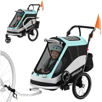 AIYAPLAY 2 in 1 Fahrradanhänger & Buggy Faltbar Kinderfahrradanhänger