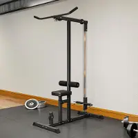 SUGIFT Kraftstation mit Seilzug, Kabelzugmaschine, Flaschenzugstation, höhenverstellbarer Sitz | 107x120x190 cm | bis 160 kg | Stahl Schwarz