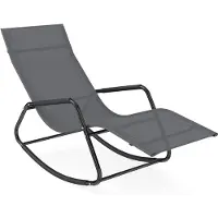 Costway Schaukelliege, Sonnenliege, Liegestuhl, ergonomische Schwingliege, Gartenliege bis 160 kg, Relaxliege für Garten, Terrasse, Balkon, Grau