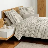 Janine Soft-Baumwolle Bettwäsche Cortina 71008 155x200 cm + 80x80 cm beige-silber