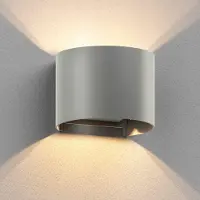 Ledscom.de Wandleuchte RUNEL für außen, IP65, Up-/Downlight, grau matt, rund, 1x G9 max. 10W