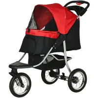 BellaFurn Hundekinderwagen, faltbar | Farbe: Rot+Schwarz | Abmessungen: 54,5 x 109,5 x 106,5 cm