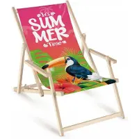AllBags Klappbare Oxford Strandliege Fullprint „It's Summer Time“ – Tragbare Gartenliege mit Armlehnen, leichte Campingliege