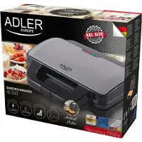 Adler Sandwich-Toaster Ad3043 Xxl 1300 W, Antihaft, Thermostat AD 3043 1300 W