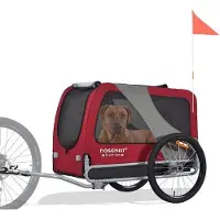 Famanu Hundeanhänger XL für große Hunde bis 45 kg - Fahrradanhänger für Hunde (rot/schwarz)