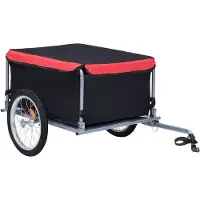 Markenlos Schwarzer und roter Fahrradanhänger mit 65 kg Zuladung für Sport, Outdoor-Aktivitäten und Radsport