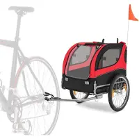Markenlos Faltbarer Fahrradanhänger für Haustiere, 135 x 60,5 x 95 cm, mit optimierter Sicherheit und modernem Design aus Oxford-Stoff, rot