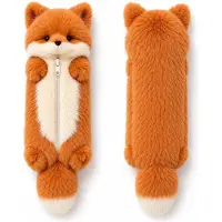 Dopwii Niedliches Fuchs Federmäppchen, Plüsch Stifteetui Kinder, weiche Federtasche für Schule, Büro, Reise, ideales Geschenk für Mädchen