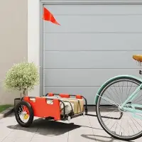 Markenlos Fahrradanhänger aus Eisen und Oxford-Stoff in Orange, Typ 3, für Fahrräder