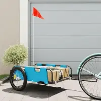 Markenlos Blauer Fahrradanhänger aus Eisen und Oxford-Stoff, Typ 1, für Fahrräder