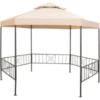 The Living Store Gartenpavillon Partyzelt Hexagonal Beige 323x265 cm