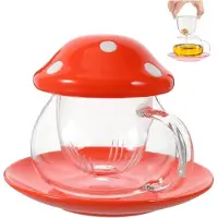 OEM Teezubbe mit Deckel - Pappmokken - Gläserner Kopf mit Unterstützer - Tee-Filter - 290 ml (Orange)