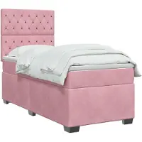 vidaXL Boxspringbett mit Matratze mit Kopfteil Rosa 80 x 200 cm Samt