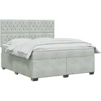 vidaXL Boxspringbett mit Matratze Hellgrau 140 x 190 cm Samt