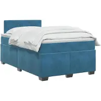 vidaXL Boxspringbett mit Matratze und LED Blau 120 x 190 cm Samt