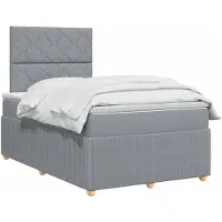 vidaXL LED Boxspringbett mit Matratze Hellgrau 120 x 200 cm Stoff