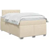 vidaXL Boxspringbett mit Matratze und LED Creme 120 x 190 cm Stoff