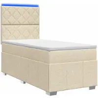 Syfax LED Boxspringbett mit Matratze Creme 100 x 200 cm Stoff