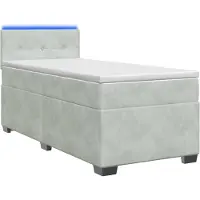 Syfax Boxspringbett mit Matratze und LED Hellgrau 80 x 200 cm Samt