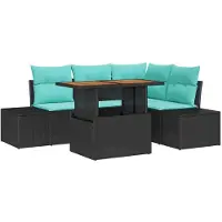 vidaXL Gartensofa-set 5 Stk. 4-Sitzanzahl Schwarz Poly-Rattan