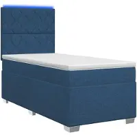 vidaXL Boxspringbett mit Matratze mit Kopfteil Blau 90 x 200 cm Stoff