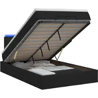 vidaXL Ottoman-Bett mit Matratze und LED Schwarz 120 x 190 cm Stoff