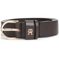 Tommy Hilfiger Ledergürtel "ESSENTIAL EFFORTLESS 2.5 cm breit GOLD" Logoemblem, weiche Haptik, ovale Einfachdornschließe