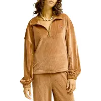 Billabong - Haut en maille côtelée demi-zippé - Coffee Time Brownstone für Damen - Größe S - Braun
